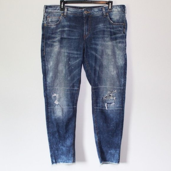 Silver Jeans Denim - Silver Jeans Girlfriend Denim Distressed Splatter Jeans Plus Size 16 H13230